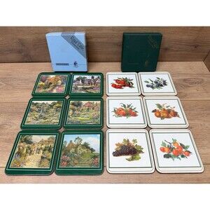 Royal Table Cottage Garden & Classic Fruit Coaster Sets Satin Finish Cork Back